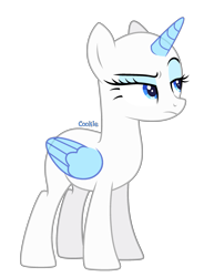 Size: 1925x2620 | Tagged: safe, artist:lazuli, derpibooru import, oc, oc only, alicorn, pony, alicorn oc, bald, base, bedroom eyes, eyelashes, frown, horn, simple background, solo, suspicious, transparent background, wings