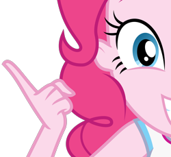 Size: 3684x3375 | Tagged: safe, artist:sketchmcreations, derpibooru import, pinkie pie, better together, do it for the ponygram!, equestria girls, close-up, female, high res, looking at you, pointing, simple background, smiling, transparent background, vector