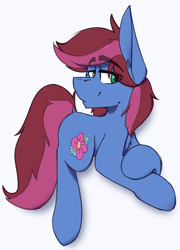 Size: 778x1080 | Tagged: safe, artist:kirbirb, derpibooru import, oc, oc only, earth pony, pony, art trade, chest fluff, dock, ear fluff, eyebrows visible through hair, lidded eyes, looking at you, male, simple background, smiling, smirk, solo, stallion, white background