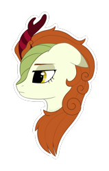 Size: 919x1445 | Tagged: safe, artist:keupoz, derpibooru import, autumn blaze, kirin, bust, commission, outline, portrait, simple background, transparent background