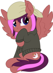 Size: 5489x7569 | Tagged: safe, artist:cyanlightning, derpibooru import, oc, oc only, oc:sky, pegasus, .svg available, absurd resolution, bandana, clothes, female, looking at you, mare, simple background, solo, spread wings, sweater, transparent background, vector, wings