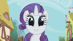 Size: 1280x720 | Tagged: safe, derpibooru import, screencap, rarity, pony, unicorn, the ticket master, cute, excited, female, looking at you, mare, rarara, raribetes, solo