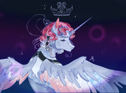 Size: 992x735 | Tagged: safe, artist:bunnari, derpibooru import, oc, oc:acheron, alicorn, pony, bust, male, portrait, solo, stallion