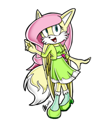 Size: 1258x1474 | Tagged: safe, artist:mysteryart716, derpibooru import, part of a set, fluttershy, anthro, fox, plantigrade anthro, clothes, female, mobian, shoes, simple background, solo, sonic the hedgehog (series), sonicified, species swap, style emulation, transparent background, vixen, wings, yuji uekawa style