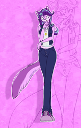 Size: 1953x3070 | Tagged: safe, artist:mysteryart716, derpibooru import, part of a set, starlight glimmer, anthro, plantigrade anthro, squirrel, bracelet, clothes, female, jeans, jewelry, mobian, necklace, pants, shoes, solo, sonic the hedgehog (series), sonicified, species swap, tanktop, vest, zoom layer