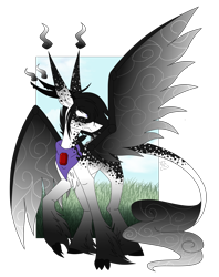 Size: 1855x2342 | Tagged: safe, artist:sadatrix, derpibooru import, oc, oc only, oc:crumble, dracony, dragon, hybrid, pony, male, simple background, solo, species swap, transparent background