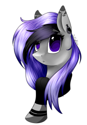 Size: 1062x1528 | Tagged: safe, alternate version, artist:intfighter, derpibooru import, oc, oc only, earth pony, pony, background removed, bust, clothes, ear piercing, piercing, scarf, simple background, solo, transparent background