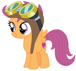 Size: 313x294 | Tagged: safe, artist:hubfanlover678, derpibooru import, scootaloo, cute, cutealoo, goggles, solo