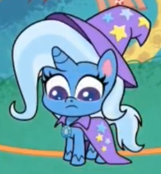 Size: 332x359 | Tagged: safe, derpibooru import, screencap, trixie, friendship gems, spoiler:pony life s01e17, cropped