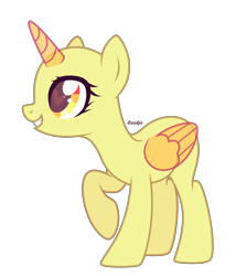 Size: 2040x2380 | Tagged: safe, artist:lazuli, derpibooru import, oc, oc only, alicorn, pony, alicorn oc, bald, base, eyelashes, grin, heart eyes, horn, raised hoof, simple background, smiling, solo, transparent background, wingding eyes, wings