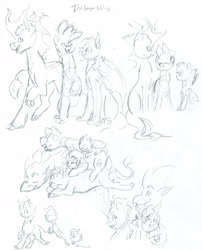 Size: 1586x1966 | Tagged: safe, artist:sonicsketcher64, derpibooru import, rarity, spike, oc, oc:diamond dazzle, oc:sapphire sparkle, oc:thorn tanzanite, dracony, dragon, hybrid, pony, unicorn, adult, adult spike, family, father and child, father and daughter, father and son, female, interspecies offspring, male, mare, monochrome, mother and child, mother and daughter, mother and son, offspring, older, older spike, parent and child, parent:rarity, parent:spike, parents:sparity, pencil drawing, pony pile, rarity is not amused, shipping, simple background, sketch, sleeping, sparity, straight, traditional art, unamused, white background