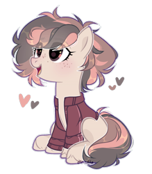 Size: 1920x2190 | Tagged: safe, artist:lazuli, derpibooru import, oc, oc only, earth pony, pony, clothes, earth pony oc, heart, open mouth, simple background, sitting, smiling, transparent background, unshorn fetlocks