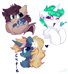 Size: 2200x2400 | Tagged: safe, artist:mirtash, derpibooru import, oc, oc only, bat pony, pony, unicorn, bust, plushie, yawn