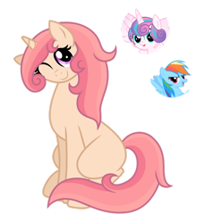 Size: 1280x1403 | Tagged: safe, artist:tenderrain46, derpibooru import, princess flurry heart, rainbow dash, oc, pegasus, pony, unicorn, female, magical lesbian spawn, mare, offspring, parent:princess flurry heart, parent:rainbow dash, simple background, transparent background