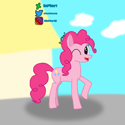 Size: 1000x1000 | Tagged: safe, artist:itzf1ker1, derpibooru import, pinkie pie, earth pony, pony, photo