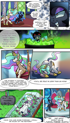 Size: 2036x3574 | Tagged: safe, artist:candyclumsy, derpibooru import, nightmare moon, princess celestia, alicorn, pony, comic:attempted sorroricide, cauldron, clothes, death, dress, female, filly, needle, nightmare woon