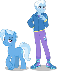 Size: 3595x4500 | Tagged: safe, artist:limedazzle, derpibooru import, tristan, trixie, pony, unicorn, equestria girls, absurd resolution, clothes, cutie mark, equestria guys, handsome, hoodie, human ponidox, male, pants, raised hoof, rule 63, self paradox, self ponidox, simple background, solo, stallion, transparent background, underhoof