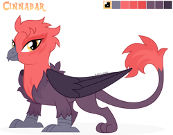 Size: 1024x800 | Tagged: safe, artist:kabuvee, derpibooru import, oc, oc:cinnabar, griffon, female, reference sheet, simple background, solo, transparent background