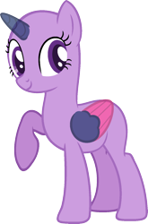 Size: 977x1481 | Tagged: safe, artist:pegasski, derpibooru import, oc, oc only, alicorn, pony, magic duel, alicorn oc, bald, base, eyelashes, horn, raised hoof, simple background, smiling, solo, transparent background, two toned wings, wings