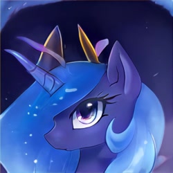 Size: 1024x1024 | Tagged: safe, artist:thisponydoesnotexist, derpibooru import, oc, oc only, pony, unicorn, artificial intelligence, ethereal mane, female, mare, neural network, not luna, solo, starry mane