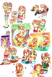 Size: 2322x3443 | Tagged: safe, artist:liaaqila, derpibooru exclusive, derpibooru import, oc, oc only, oc:cinderheart, pony, snake, unicorn, equestria girls, apple, apple tree, ash, barefoot, bedtime story, belly button, belt, blindfold, book, bowl, braid, clothes, collage, commission, cooking, cracks, cute, cutie mark, danger noodle, demi-god, dirt, dirty, dirty feet, egg, eggshell, elemental, embers, equestria girls-ified, excited, eyes closed, feet, female, floating heart, floppy ears, flour, food, golden eyes, grass, grin, heart, hide and seek, hiding, holding a pony, holding hooves, hug, human ponidox, looking at each other, lying down, mane of fire, mare, midriff, mixing bowl, mud, ocbetes, pet, pillow, plant, pony ride, raised hoof, reaching, reading, resting, self ponidox, shorts, signature, sitting, sky, sleeping, sleepy, smiling, smoke, smug, snek, sparks, sugar (food), sunset, tasting, tomboy, tongue out, traditional art, transformation, tree, underhoof, watering, watering can, weapons-grade cute
