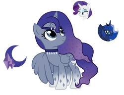 Size: 1280x984 | Tagged: safe, artist:tenderrain46, derpibooru import, princess luna, rarity, oc, alicorn, pony, unicorn, female, magical lesbian spawn, mare, offspring, parent:princess luna, parent:rarity, parents:rariluna, simple background, transparent background