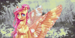 Size: 3390x1715 | Tagged: safe, artist:holka13, derpibooru import, fluttershy, pegasus, pony, alternate hairstyle, older, older fluttershy, solo