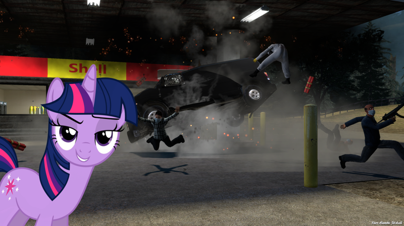 2601533 - safe, artist:faze-alan-mskull2019, derpibooru import, twilight  sparkle, unicorn twilight, pony, unicorn, 3d, coronavirus, covid-19, cute,  explosion, explosives, female, gangsta, gmod, irl, mare, photo, ponies in real  life, smiling - Ponybooru