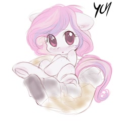 Size: 1069x1080 | Tagged: safe, artist:darkstylerz, derpibooru import, oc, pony, advertisement, basket, blushing, commission, cute, frog (hoof), hooves, laundry, looking at you, pony in a basket, solo, underhoof, your character here