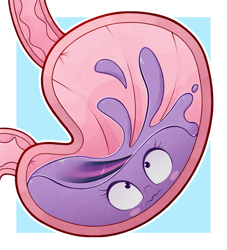 Size: 750x827 | Tagged: safe, artist:deusexequus, derpibooru import, twilight sparkle, blush sticker, blushing, esophagus, goop, gullet, internal, melty digestion, preylight, rugae, slosh, small intestine, solo, stomach, stomach walls, upset, villi, vore