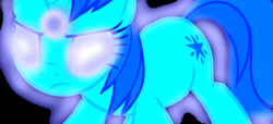 Size: 1914x876 | Tagged: safe, artist:mellow91, derpibooru import, edit, oc, oc:luminoso, pony, 2 4 6 greaaat, asteria, frown, glowing eyes, possessed