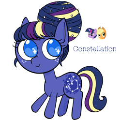 Size: 1080x1080 | Tagged: safe, artist:cailene, derpibooru import, applejack, twilight sparkle, oc, oc:constellation, earth pony, pony, crack shipping, cutie mark, female, lesbian, magical lesbian spawn, mare, next generation, offspring, parent:applejack, parent:twilight sparkle, shipping, solo, twijack