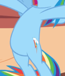 Size: 318x369 | Tagged: safe, derpibooru import, screencap, rainbow dash, pegasus, pony, magic duel, belly, cropped, pictures of bellies, solo