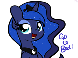 Size: 2048x1536 | Tagged: safe, artist:kimjoman, derpibooru import, princess luna, alicorn, pony, female, go to bed, mare, simple background, solo, white background