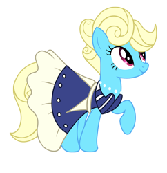 Size: 1530x1582 | Tagged: safe, artist:three uncle, derpibooru import, eclair créme, jangles, earth pony, pony, the best night ever, background pony, clothes, dress, female, jewelry, laughing, mare, necklace, pearl necklace, pose, simple background, smiley face, transparent background