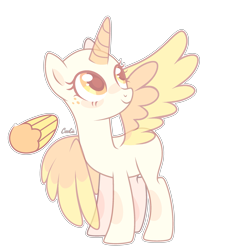 Size: 2445x2620 | Tagged: safe, artist:lazuli, derpibooru import, oc, oc only, alicorn, pony, alicorn oc, bald, base, eyelashes, horn, looking back, looking up, simple background, smiling, solo, transparent background, two toned wings, wings