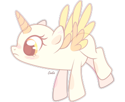 Size: 2480x2022 | Tagged: safe, artist:lazuli, derpibooru import, oc, oc only, alicorn, pony, alicorn oc, bald, eyelashes, flying, frown, horn, looking down, simple background, solo, transparent background, two toned wings, wings