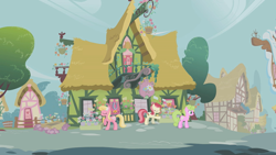 Size: 1280x720 | Tagged: safe, derpibooru import, screencap, daisy, flower wishes, lily, lily valley, roseluck, bridle gossip, female, flower trio, trio, trio female