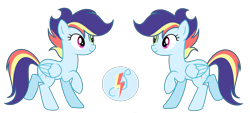 Size: 7960x3592 | Tagged: safe, artist:starstrucksentry, derpibooru import, oc, oc:rainbow shine, pegasus, pony, absurd resolution, female, mare, offspring, parent:rainbow dash, parent:soarin', parents:soarindash, simple background, transparent background