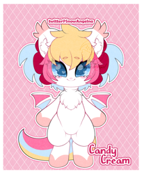 Size: 652x800 | Tagged: safe, artist:snow angel, derpibooru import, oc, oc only, oc:candy cream, bat pony, pony, bat pony oc, bat wings, bipedal, chest fluff, chibi, solo, wingding eyes, wings