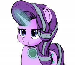 Size: 2736x2399 | Tagged: safe, artist:drawalaverr, derpibooru import, starlight glimmer, pony, unicorn, :i, drinking, female, high res, i mean i see, magic, magic aura, mare, mate (drink), simple background, solo, white background