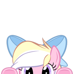 Size: 2000x2000 | Tagged: safe, artist:mrkat7214, derpibooru import, part of a set, oc, oc only, oc:bay breeze, pegasus, pony, bow, cute, female, high res, looking at you, lurking, mare, peeking, simple background, solo, soon, transparent background, underhoof, vector