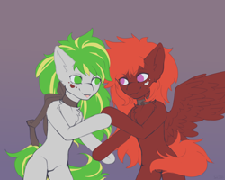 Size: 2520x2020 | Tagged: safe, artist:jackselit, derpibooru import, oc, oc only, oc:ruby, oc:white night, earth pony, pegasus, earth pony oc, looking at each other, pegasus oc, tongue out, wings