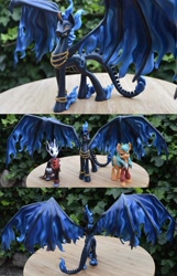 Size: 1280x1990 | Tagged: safe, artist:prototypespacemonkey, derpibooru import, oc, oc:leyna, oc:shadow fire, alicorn, pony, alicorn oc, craft, dragon wings, figurine, horn, ponified, sculpture, w.d. gaster, wings