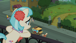 Size: 1920x1080 | Tagged: safe, derpibooru import, screencap, coco pommel, pony, made in manehattan, butt, carriage, coco's apartment, park, plot, solo, taxi