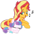 Size: 1024x1002 | Tagged: safe, artist:emeraldblast63, derpibooru import, princess flurry heart, sunset shimmer, auntie sunset, cute, flurrybetes, lullaby, music notes, prone, simple background, singing, sleeping, transparent background