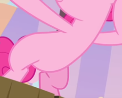 Size: 471x378 | Tagged: safe, derpibooru import, screencap, pinkie pie, earth pony, pony, sundae sundae sundae, spoiler:interseason shorts, belly, bipedal, cropped, pictures of bellies, solo