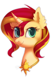 Size: 2000x3000 | Tagged: safe, artist:0okami-0ni, derpibooru import, sunset shimmer, pony, bust, ear fluff, female, high res, jewelry, mare, necklace, portrait, simple background, solo, transparent background