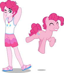 Size: 3503x4000 | Tagged: safe, artist:orin331, derpibooru import, bubble berry, pinkie pie, earth pony, pony, equestria girls, cute, cutie mark, equestria guys, eyes closed, feet, geode of sugar bombs, grin, handsome, human ponidox, magical geodes, male, one eye closed, rule 63, sandals, self paradox, self ponidox, simple background, smiling, stallion, transparent background, wink