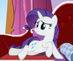 Size: 1016x851 | Tagged: safe, derpibooru import, screencap, rarity, pony, unicorn, ppov, cropped, fainting couch, reclining, solo